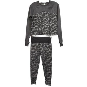 Zella Medium Gray Black Camo Print Lounge Set Pullover Top & Leggings